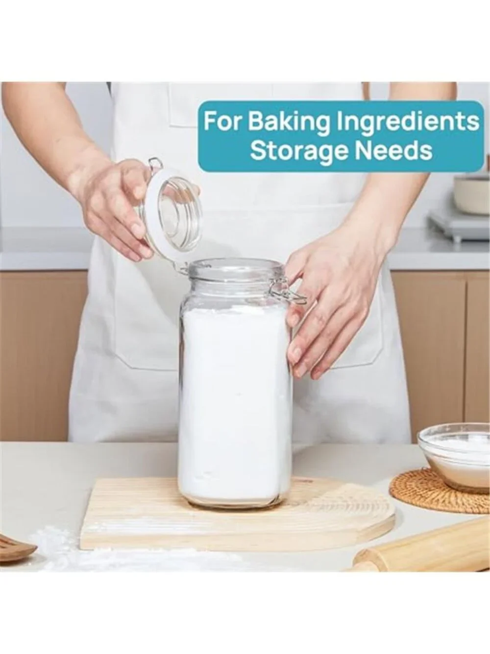 78oz Glass Food Storage Jars with Airtight Clamp Lids, 3 Pack Large Canister
